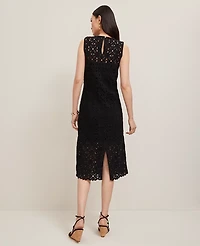 Ann Taylor Petite Crochet Midi Sweater Dress Black Women's