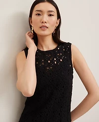 Ann Taylor Petite Crochet Midi Sweater Dress Black Women's