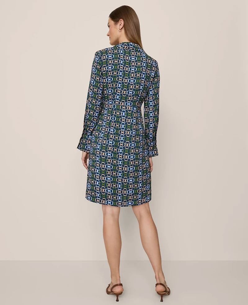 Ann Taylor Chain Link Collared Wrap Shirtdress Moonlit Backdrop B Women's