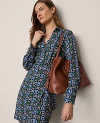 Ann Taylor Chain Link Collared Wrap Shirtdress Moonlit Backdrop B Women's