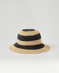 Ann Taylor Striped Straw Bucket Hat Natural Women's