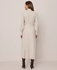 Ann Taylor Weekend Collection Ribbed Turtleneck Sweater Dress Pale Sand Heather Women's