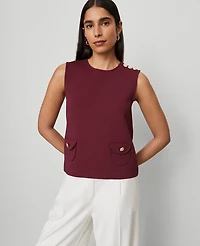 Ann Taylor Ponte Patch Pocket Top Women's