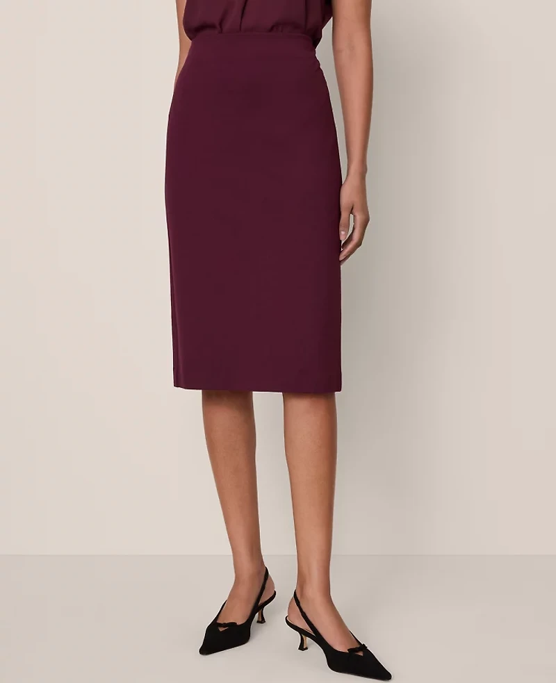 Ann Taylor Ponte Pencil Skirt Size Large Poised Plum Women's