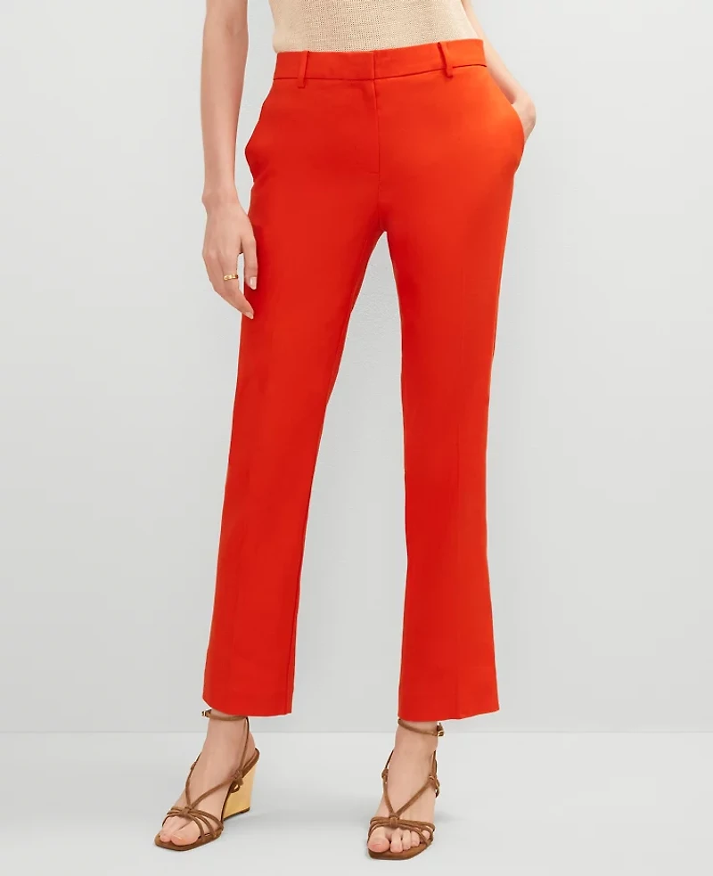 Ann Taylor The Eva Ankle Pant Linen Blend Red Women's