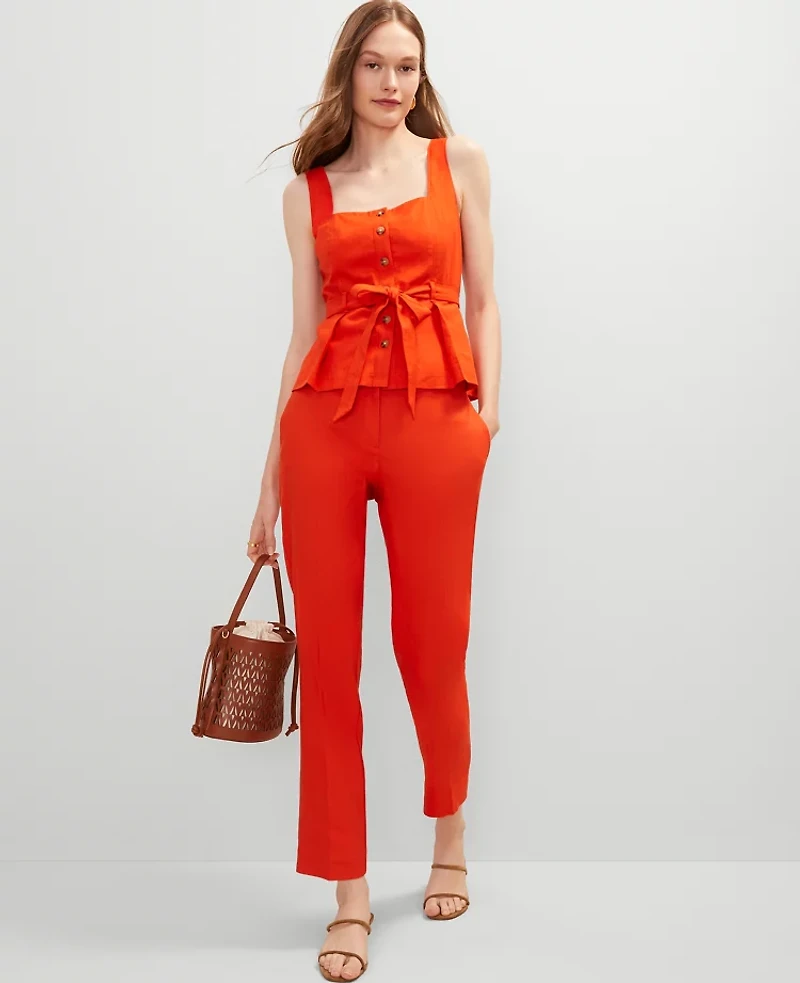 Ann Taylor The Eva Ankle Pant Linen Blend Red Women's