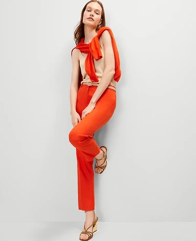Ann Taylor The Eva Ankle Pant Linen Blend Red Women's