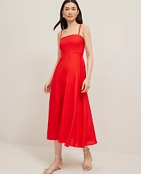 Ann Taylor Petite Linen Blend Midi Dress Women's