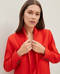 Ann Taylor The Petite Longline Blazer in Linen Blend Size 00 Fiery Red Women's