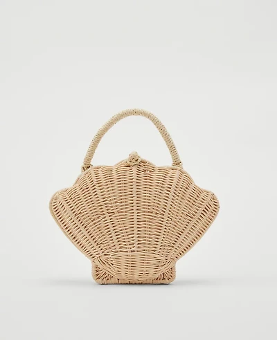 Ann Taylor Wicker Shell Clutch Bag Natural Women's
