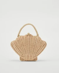 Ann Taylor Wicker Shell Clutch Bag Natural Women's