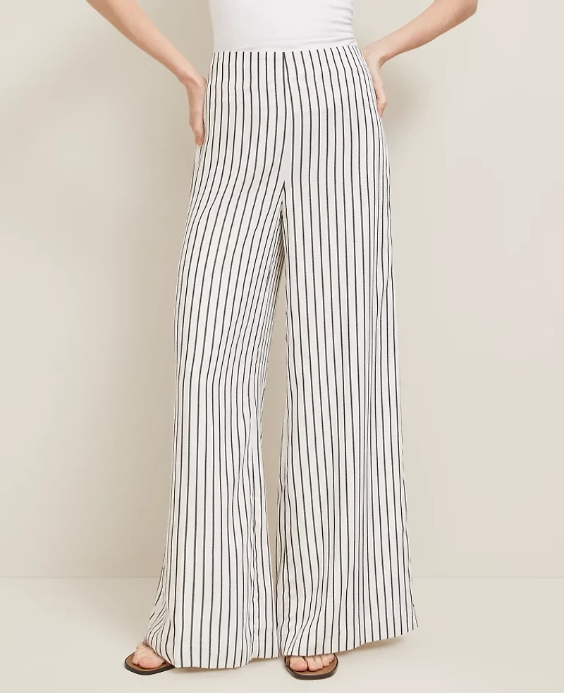 Ann Taylor The Side-Zip Wide-Leg Pant in Twill Size 6 White Women's