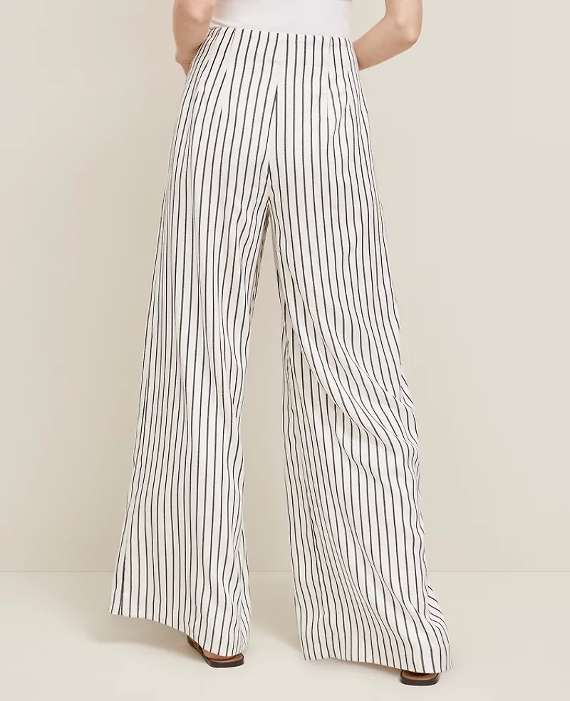 Ann Taylor The Side-Zip Wide-Leg Pant in Twill Size 6 White Women's