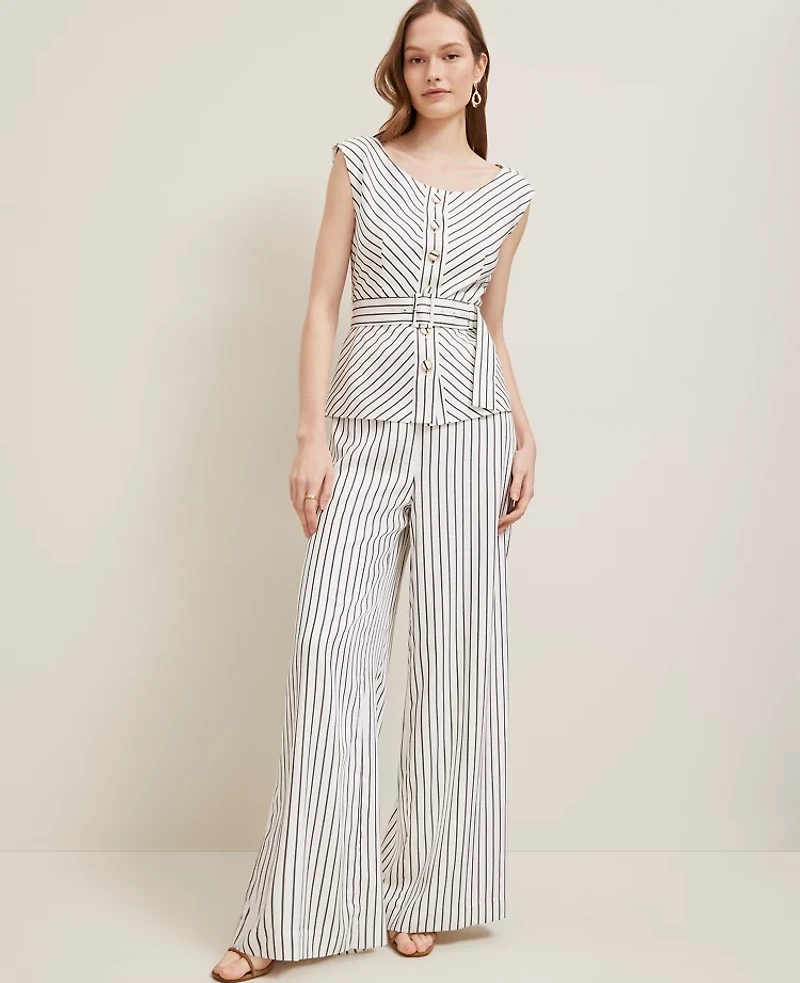 Ann Taylor The Side-Zip Wide-Leg Pant in Twill Size 6 White Women's