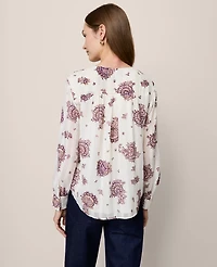 Ann Taylor Paisley V-Neck Popover Top Winter White Women's