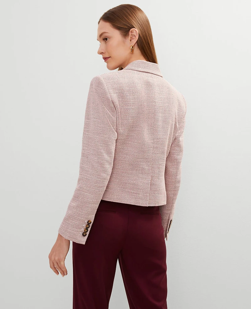 Ann Taylor The Petite One Button Fitted Blazer Size 12 Berry Multi Women's