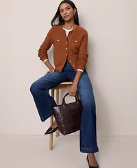 Ann Taylor Petite Textured Cardigan Size XS Spiced Cider Women's