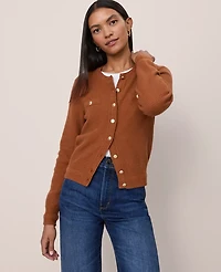 Ann Taylor Petite Textured Cardigan Size XS Spiced Cider Women's
