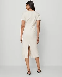Ann Taylor Striped Midi Sheath Dress Size 16 Black Cream Combo Women's