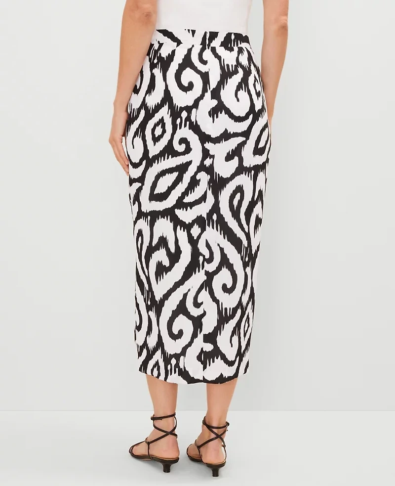 Ann Taylor Petite Ikat Sarong Pencil Skirt Black Women's
