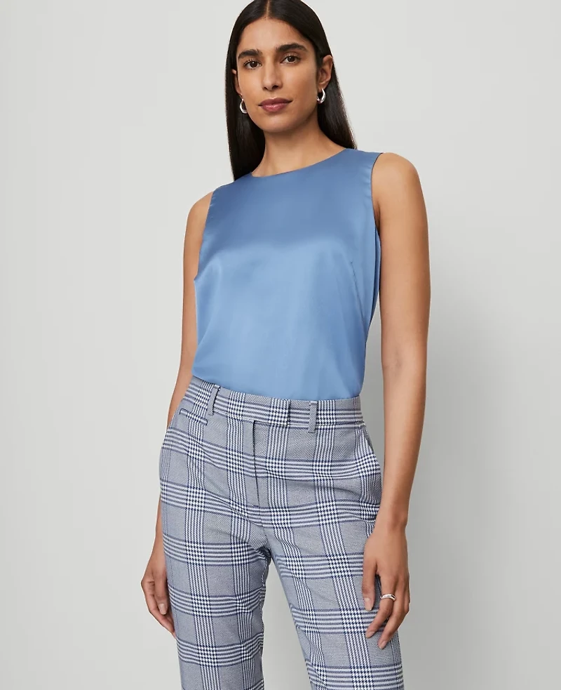 Ann Taylor Crew Neck Shell Top Size Medium Cool Cascades Women's