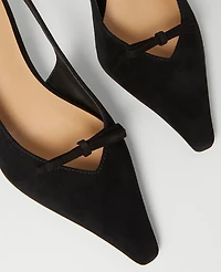 Ann Taylor Bow Suede Slingback Pumps Women's