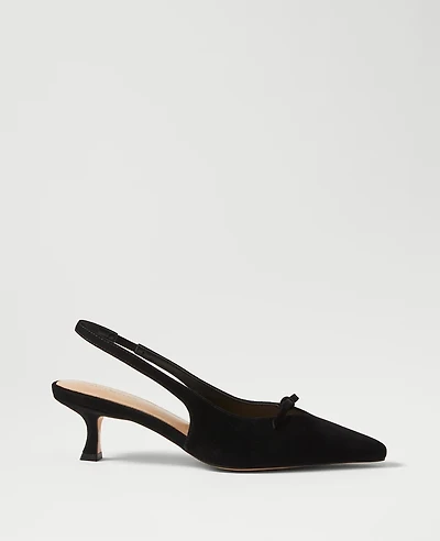 Ann Taylor Bow Suede Slingback Pumps Women's