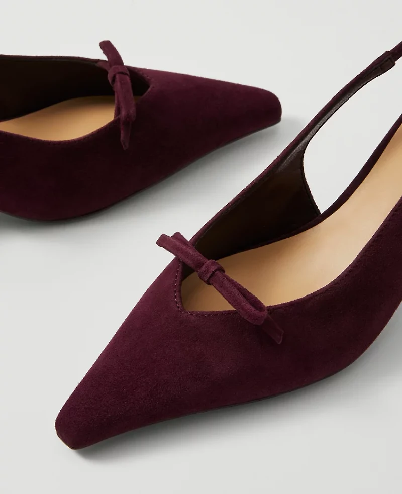 Ann Taylor Bow Suede Slingback Pump Women's