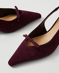 Ann Taylor Bow Suede Slingback Pump Women's