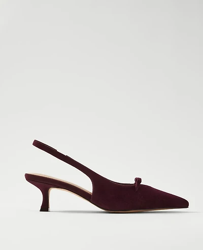 Ann Taylor Bow Suede Slingback Pump Women's