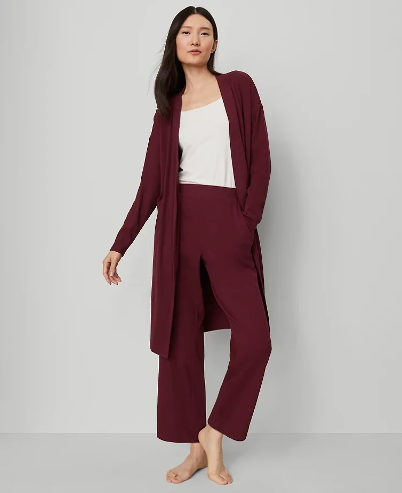 Ann Taylor Ribbed Wide-Leg Lounge Pants Windsor Wine Women's