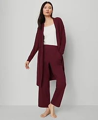 Ann Taylor Ribbed Wide-Leg Lounge Pants Windsor Wine Women's