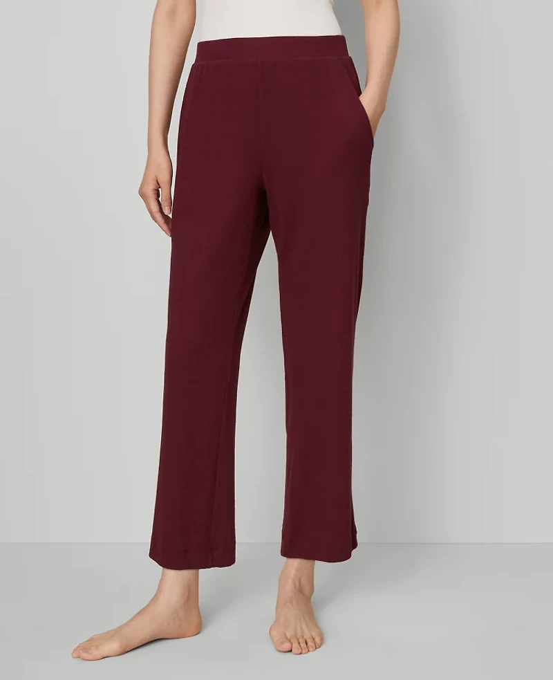 Ann Taylor Ribbed Wide-Leg Lounge Pants Windsor Wine Women's