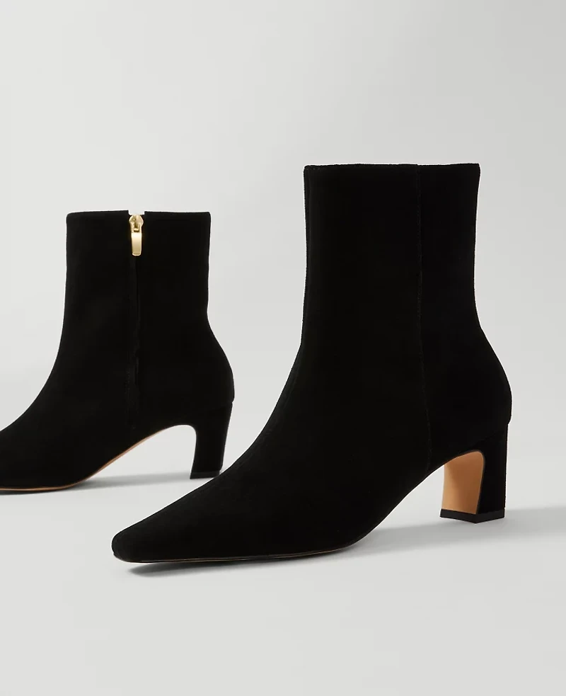 Ann Taylor Suede Skinny Heel Bootie Black Women's