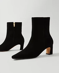 Ann Taylor Suede Skinny Heel Bootie Black Women's