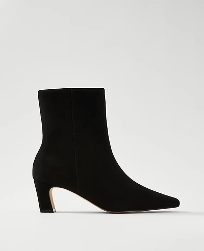 Ann Taylor Suede Skinny Heel Bootie Black Women's