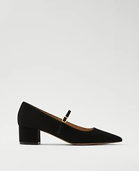 Ann Taylor Suede Pointy Toe Block Heel Pumps Black Women's
