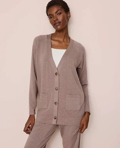 Ann Taylor Button Lounge Cardigan Cardamom Heather Women's