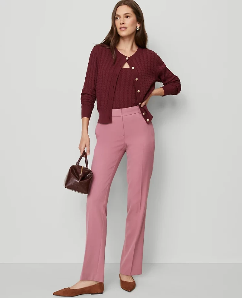 Ann Taylor Mixed Cable Cardigan Size Large Windsor Wine Women's