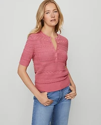 Ann Taylor Petite Weekend Collection Scalloped Henley Sweater Women's