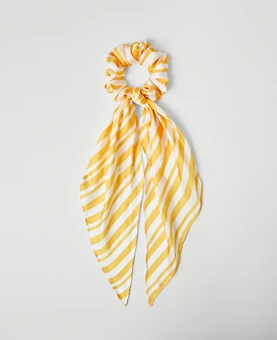 Ann Taylor Weekend Collection Striped Silk Scrunchie Mimosa Women's