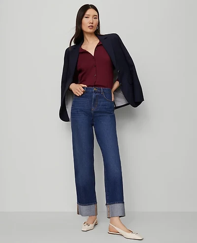 Ann Taylor The Petite Boyfriend Jean Authentic Dark Wash Women's