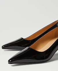 Ann Taylor Patent Nip Toe Kitten Heel Pumps Black Women's