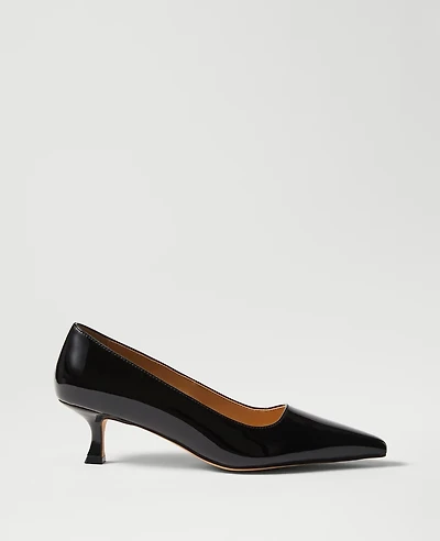 Ann Taylor Patent Nip Toe Kitten Heel Pumps Black Women's