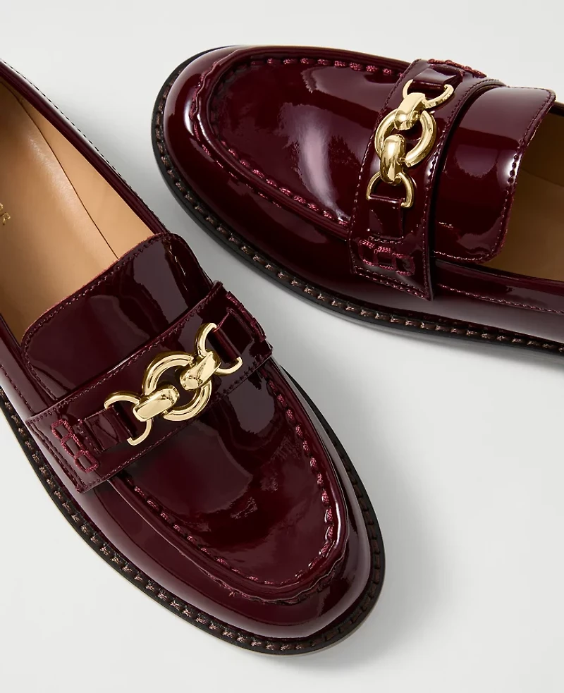 Ann Taylor Horsebit Patent Loafer Dark Burgundy Women's