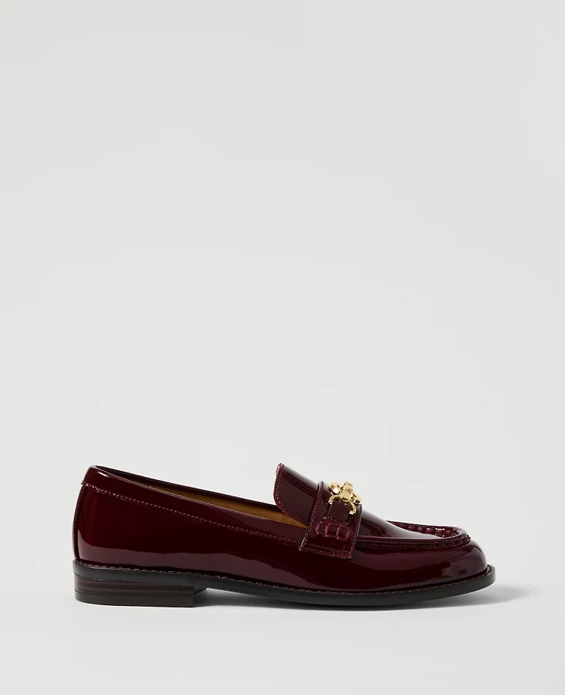 Ann Taylor Horsebit Patent Loafer Dark Burgundy Women's