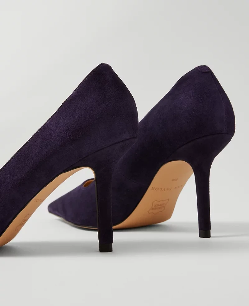 Ann Taylor Pointy Toe Suede Pumps Bold Plum Women's