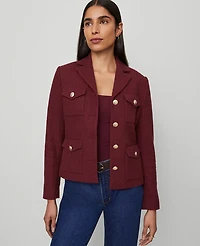 Ann Taylor The Military Blazer Jacket in Tweed Size 4 Windsor Wine Women's