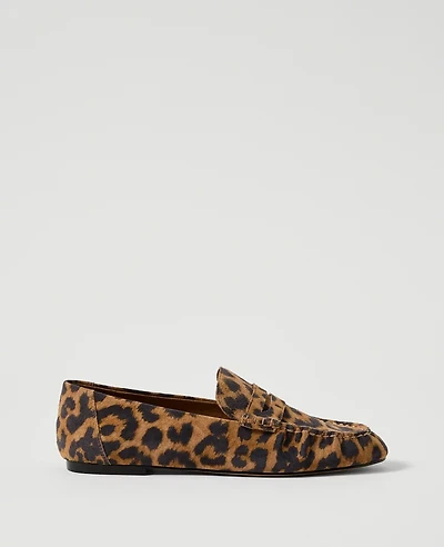Ann Taylor Animal Print Suede Loafer Brown Multi Women's