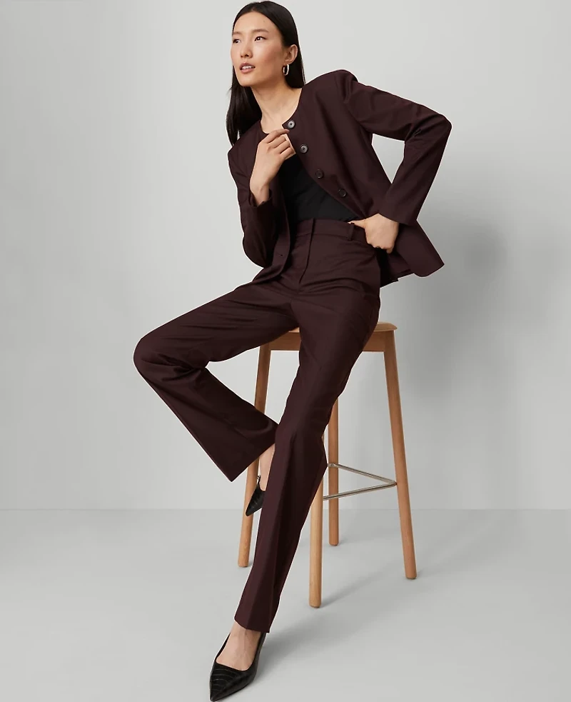 Ann Taylor The Petite High Rise Slim Trouser Pant Classic Burgundy Women's